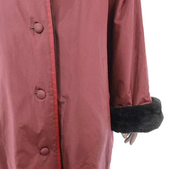 Valentino Burgundy Coat with Sheared Nutria Lining- Size XL - Picture 7 of 9